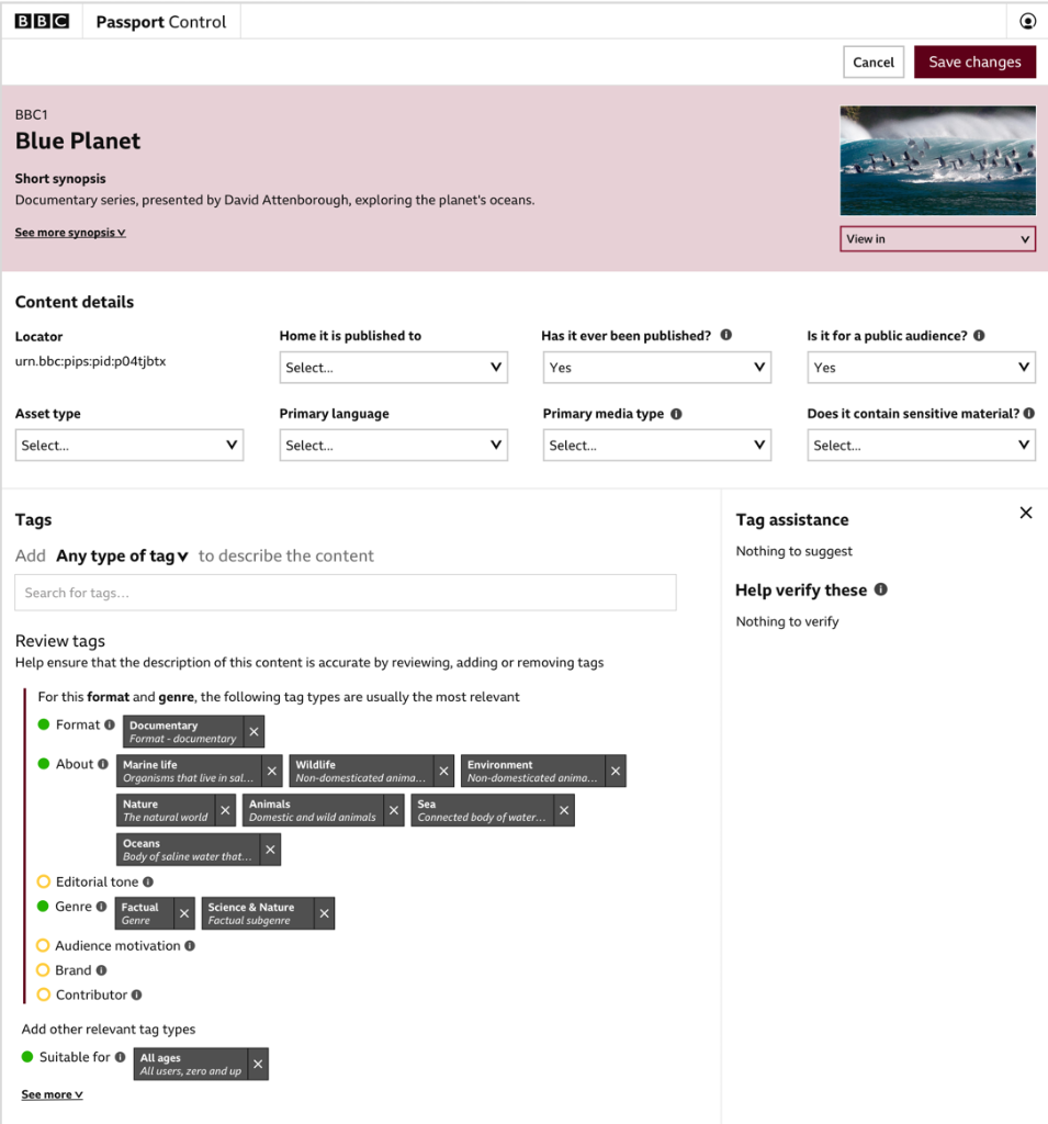 BBC Passport Control: Editorial tagging interface with structured semantic predicates and tag assistance